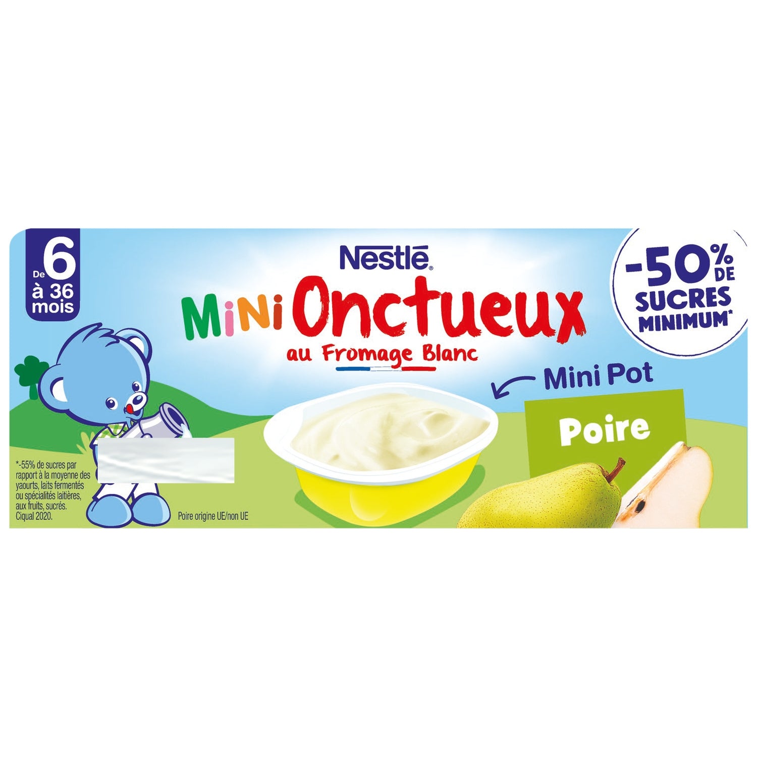 Dessert lacté bébé dès 6 mois Poire Croissance P'tit Onctueux NESTLE 