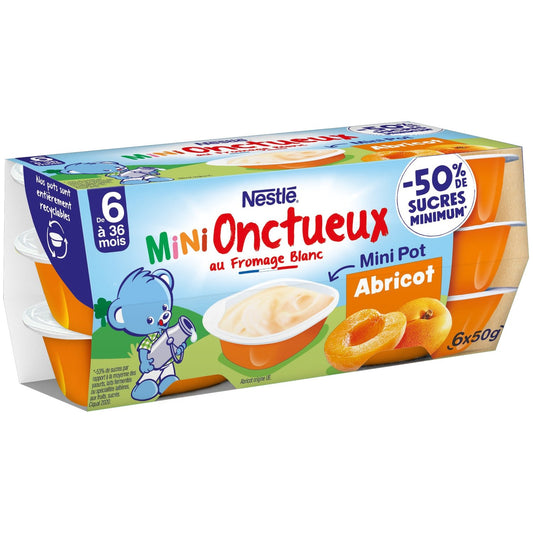 Dessert Bébé Dés 6 à 36 Mois, Abricot Réduit en Sucres NESTLE 6 pots de 50g