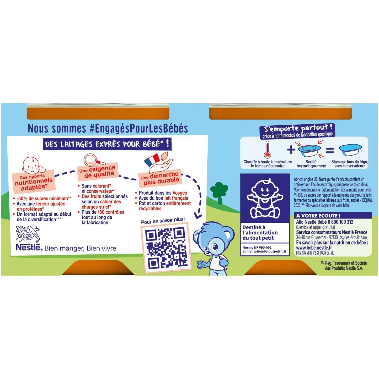 Baby Dessert from 6 to 36 Months, Reduced Sugar Apricot NESTLE