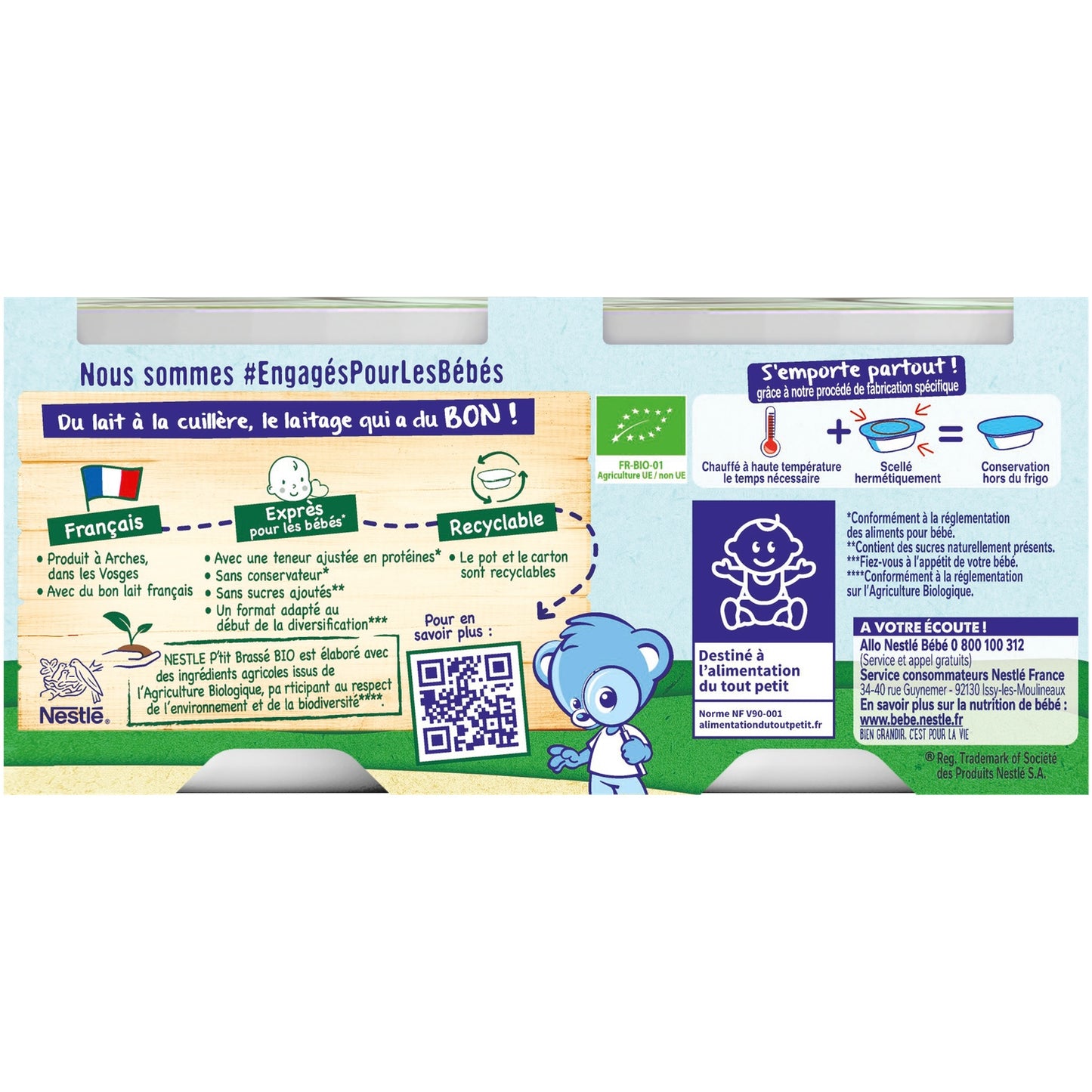 NESTLE Organic Petit Brassé Nature Baby Dessert
