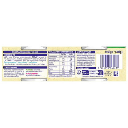 NESTLE Organic Petit Brassé Nature Baby Dessert