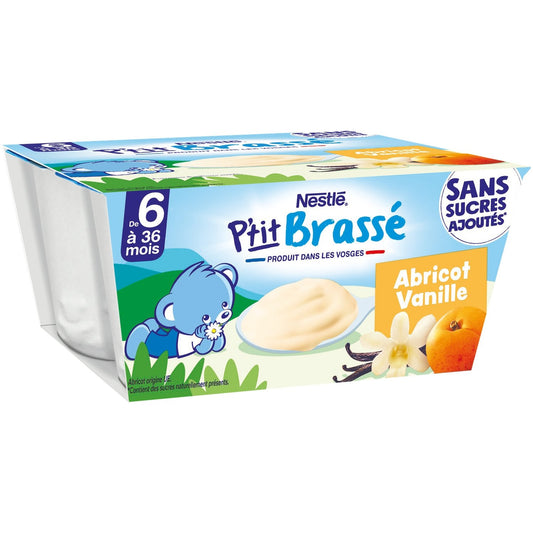 Dessert Bébé Dés 6 A 36 Mois, Abricot Vanille Sans Sucres Ajoutés NESTLE 4 pots de 90g