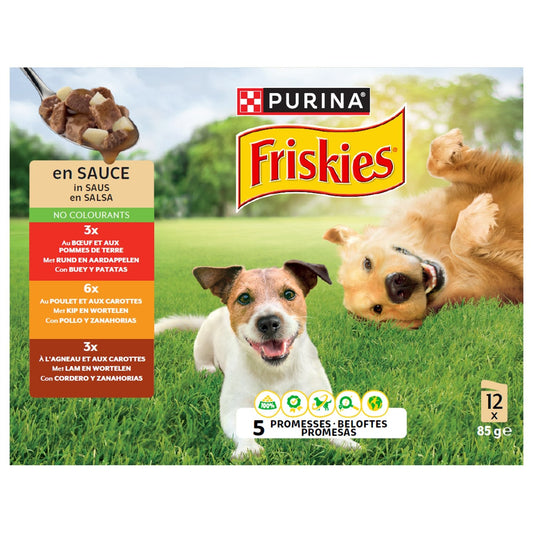 Pâtée pour Chien Adulte Sauce Viande Légumes FRISKIES les 12 sachets de 85g