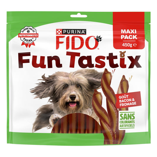 Friandises pour Chien Adulte Bacon Fromage Fun Tastix FIDO le pack de 450g