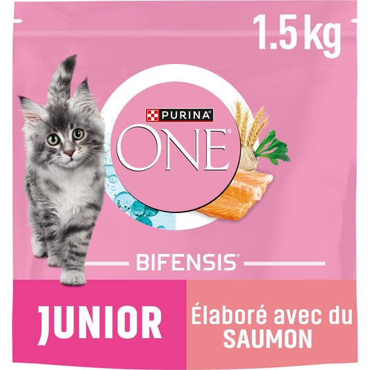 Croquettes pour Chat Junior Saumon Bifensis PURINA ONE le sachet de 1,5kg