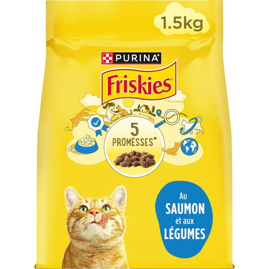 Croquettes pour Chat Adulte Saumon Légume FRISKIES le sachet de 1,5kg