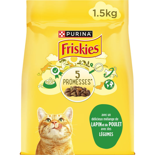 Croquettes pour Chat Adulte Lapin Poulet Légume FRISKIES le paquet de 1.5Kg