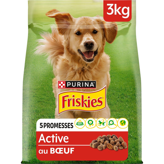 Croquettes pour Chien Adulte Boeuf Active FRISKIES le paquet de 3Kg