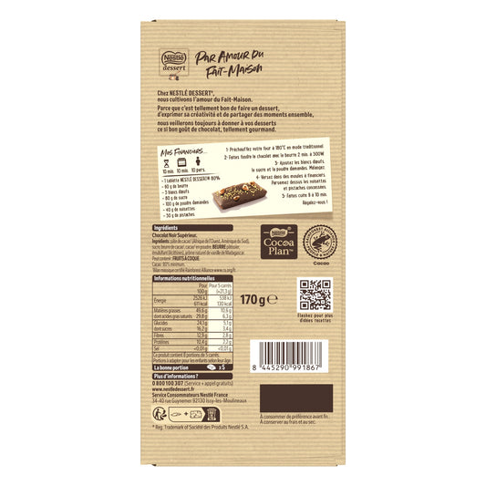 Tablette de Chocolat Noir 80% NESTLE DESSERT 