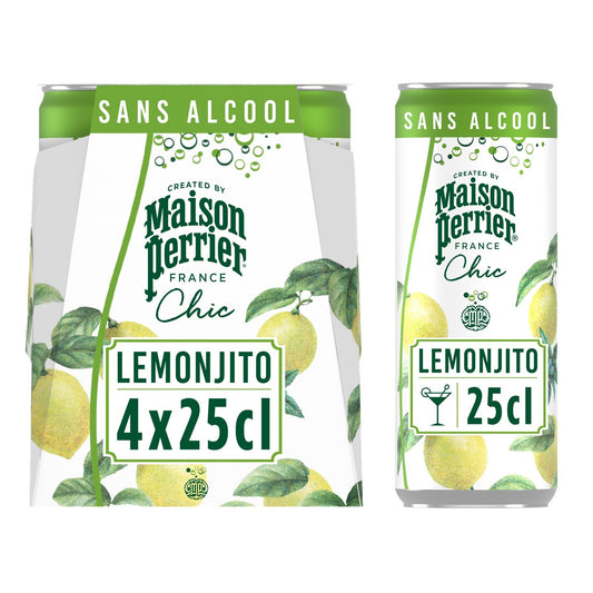 Eau Gazeuse Aromatisée Lemonjito MAISON PERRIER CHIC le pack de 4 canettes de 25cL