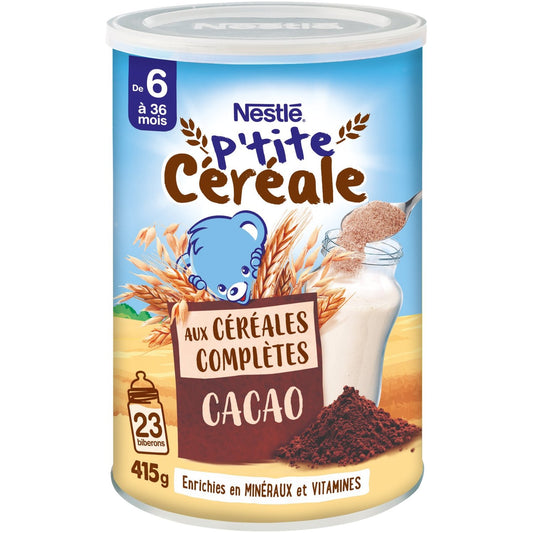 Céréales Bébé Dès 6 Mois Céréales Complètes Cacao P'tite Céréale NESTLE boite de 415g