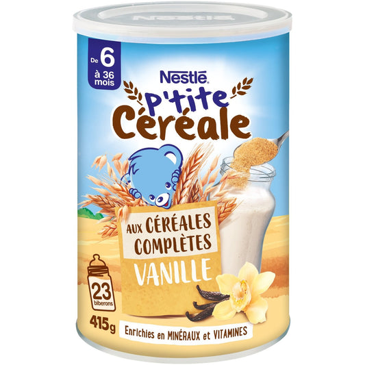Céréales Bébé Dès 6 Mois Céréales Complètes Vanille P'tite Céréale NESTLE boite de 415g