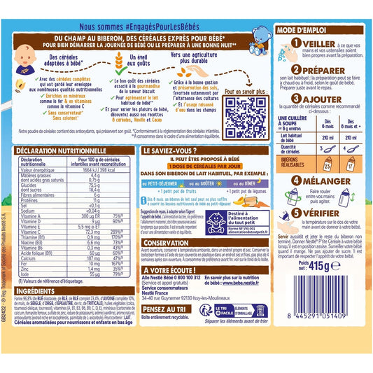 Baby Cereals From 6 Months Whole Grains Biscuit P'tite Céréale NESTLE