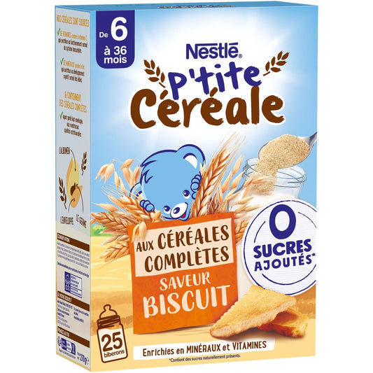 Céréales Bébé Dès 6 Mois Céréales Complètes Biscuit Saveur Biscuit 0 Sucres Ajoutés P'tite Céréale NESTLE boite de 270g