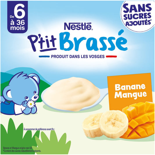 Baby Dessert From 6 Months, P'tit Brassé Banana Mango No Added Sugar NESTLE
