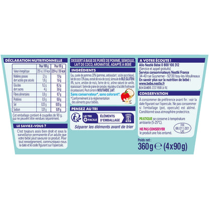Babydessert ab 6 Monaten, Grieß mit Kokosmilch, Apfel, Vanille, NESTLE