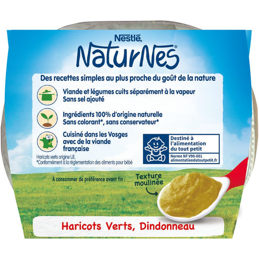 Plat Bébé Dès 6 Mois Haricots Verts et Dindonneau Naturnes NESTLE