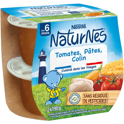 Plat Bébé Dès 6 Mois Tomates Pâtes et Colin Naturnes NESTLE