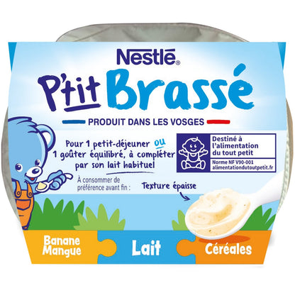 Dessert Bébé Dés 10 Mois, Banane Mangue Lait et Céréales Sans Sucres Ajoutés NESTLE