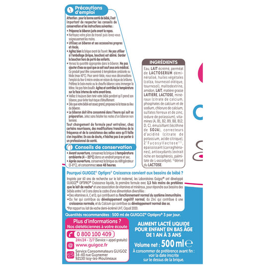 Optipro GUIGOZ Liquid Baby Milk 3rd Age From 12 Months Growth