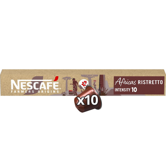 Café Capsules Ristretto Intensité 10 Compatible Nespresso Africas NESCAFE FARMERS ORIGINS la boîte de 10 capsules