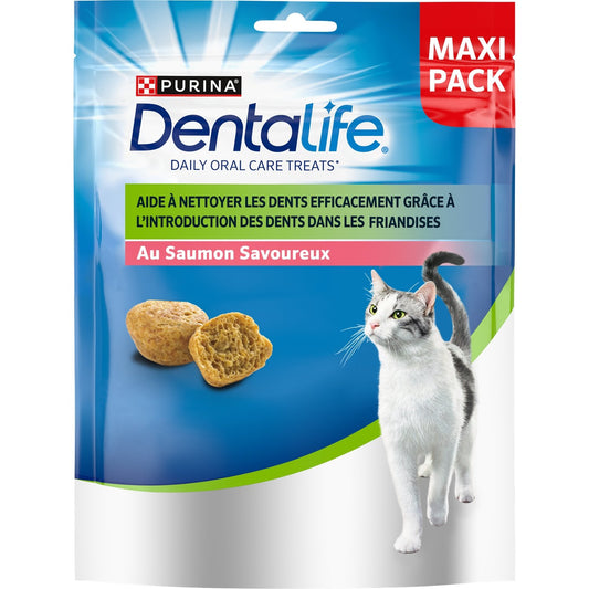 Friandises pour Chat Adulte Hygiène Bucco-Dentaire Saumon DENTALIFE la boite de 140g
