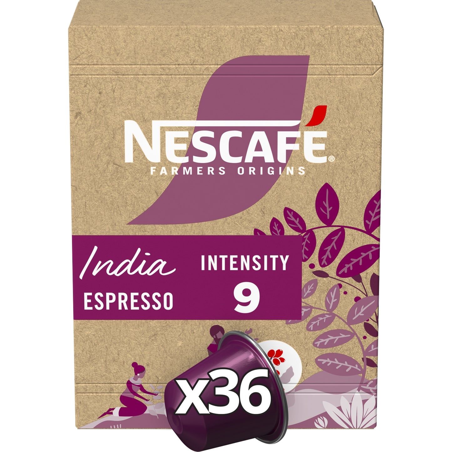 Café Capsules Espresso Intensité 9 India Compatible Nespresso NESCAFE FARMERS ORIGINS 