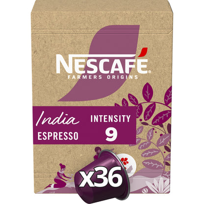 Café Capsules Espresso Intensité 9 India Compatible Nespresso NESCAFE FARMERS ORIGINS 