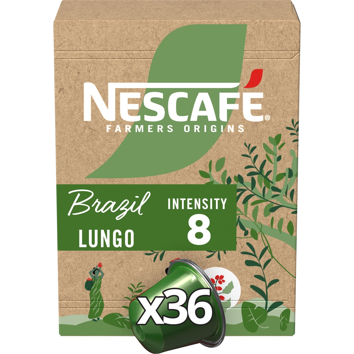 Café Capsules Lungo Intensité 8 Brazil Compatible Nespresso NESCAFE FARMERS ORIGINS 