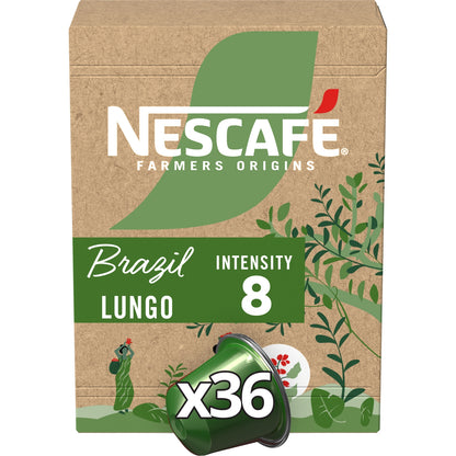 Café Capsules Lungo Intensité 8 Brazil Compatible Nespresso NESCAFE FARMERS ORIGINS 
