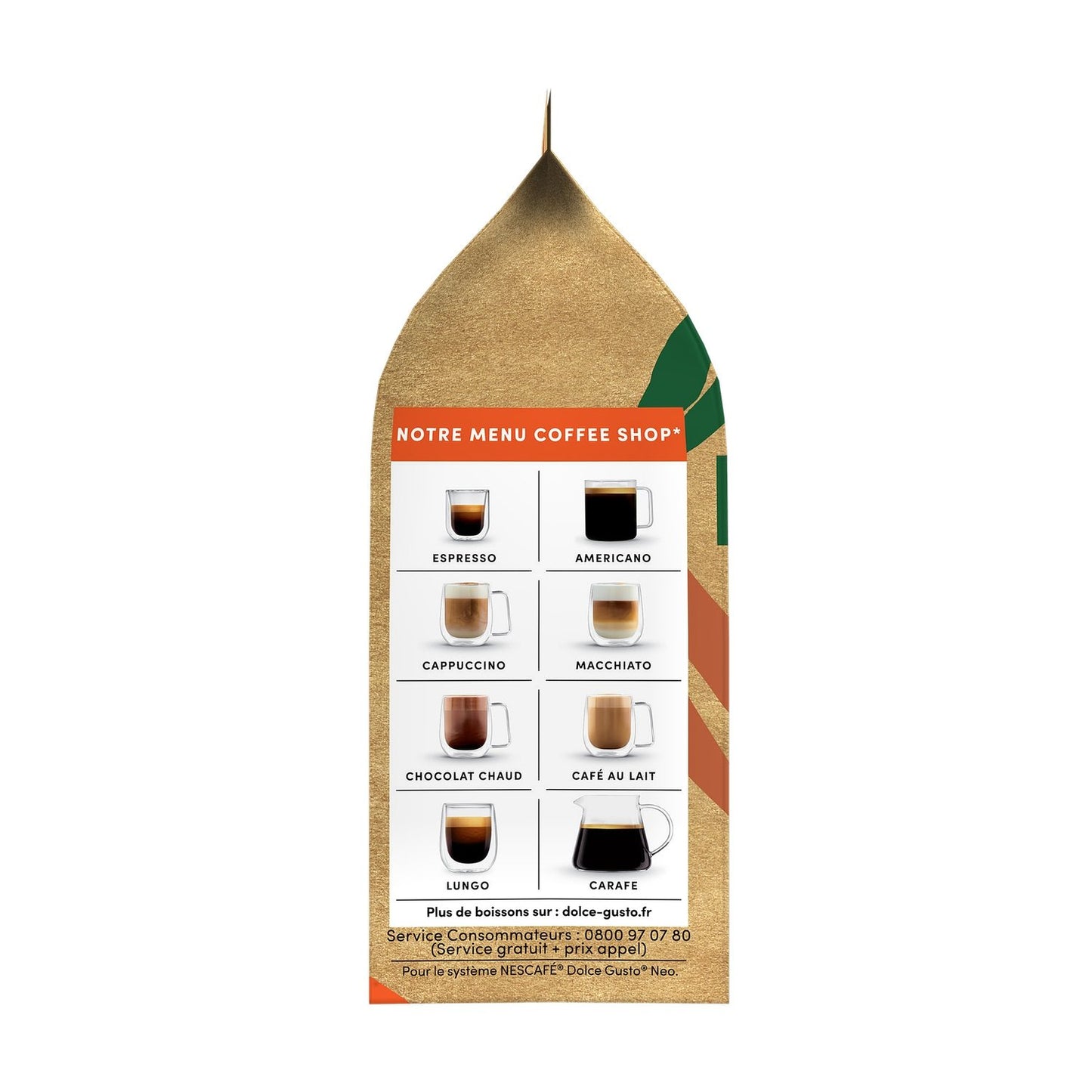 Café Dosettes Lungo Décaféiné Intensité 6 NESCAFE DOLCE GUSTO NEO