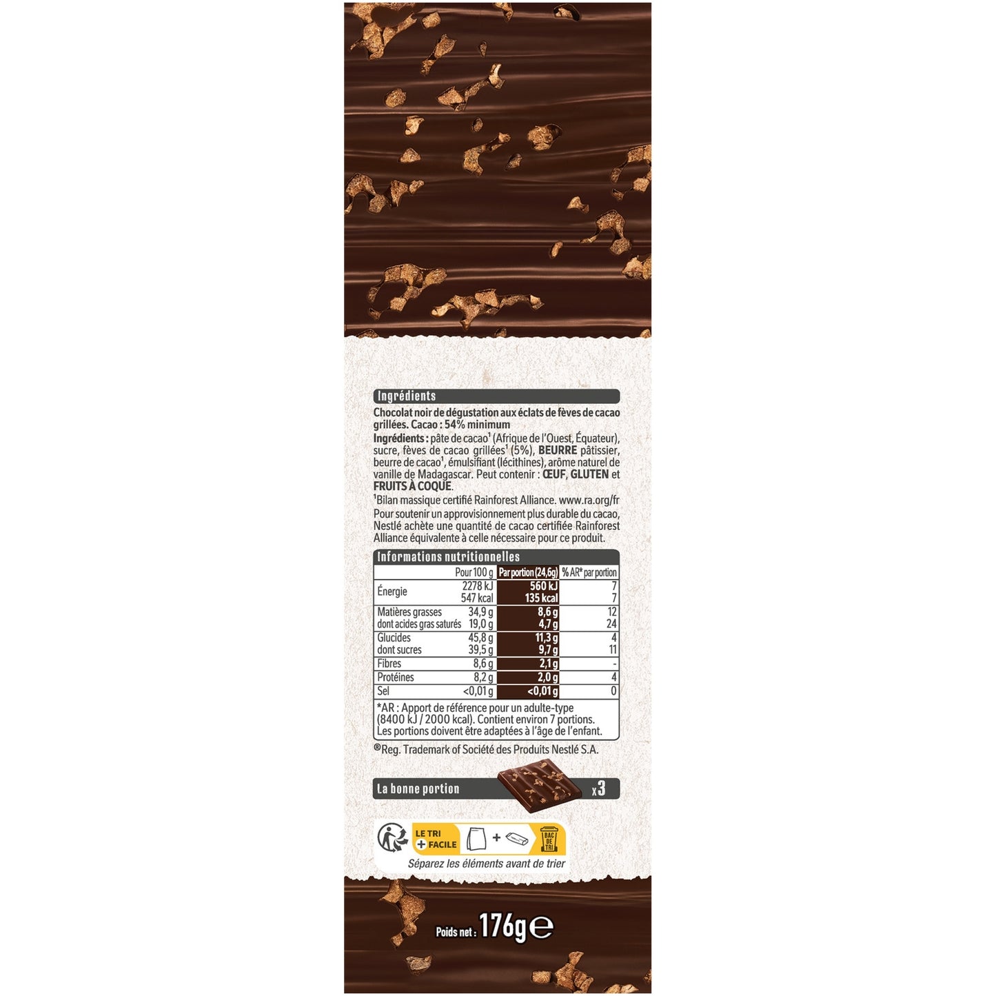 NESTLE Dark Chocolate Squares with Cocoa Bean Nuggets