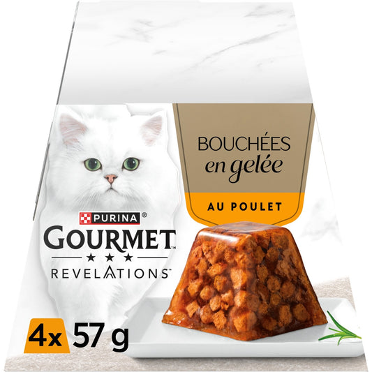 Bouchées en Gelée pour Chat Adulte au Poulet PURINA les 4 portions de 57g