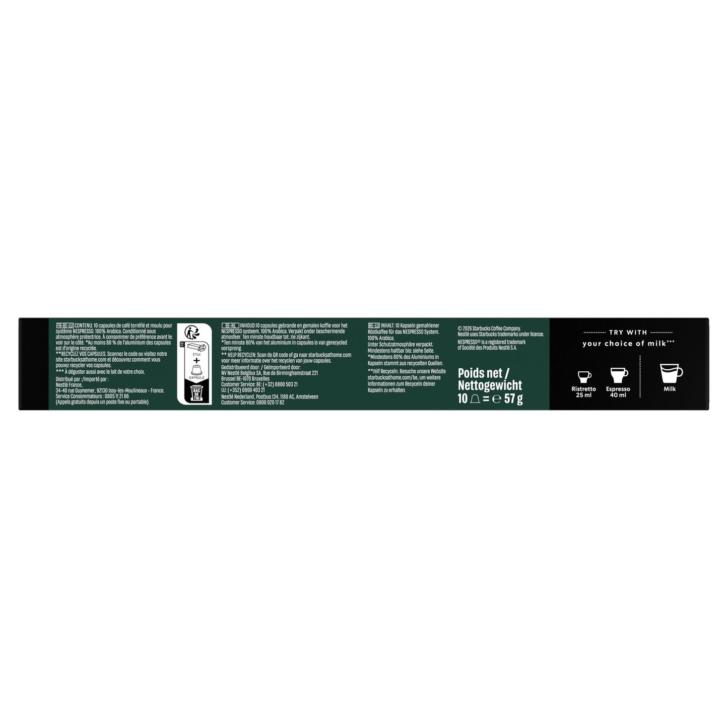 Café Capsules Espresso Ristretto Shot Intensité 11 Compatible Nespresso STARBUCKS 