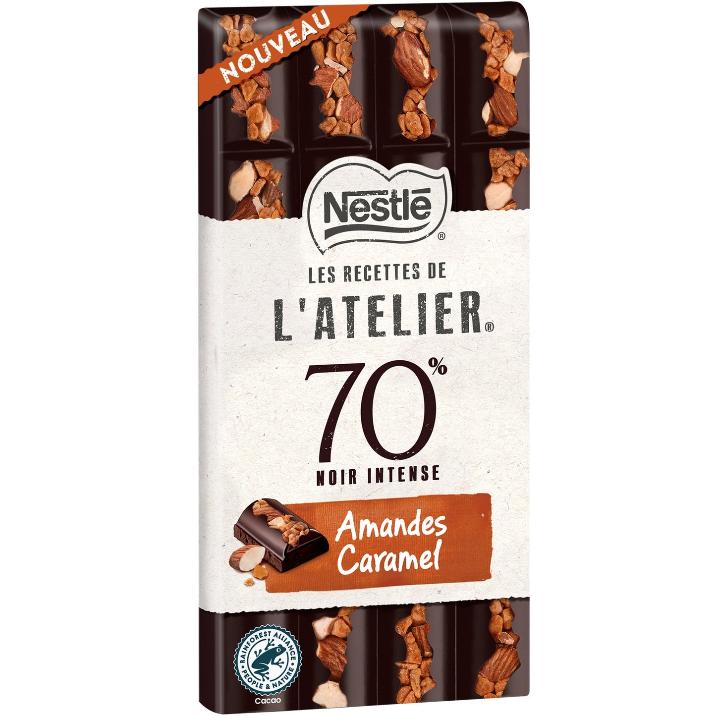 Tablette de Chocolat Noir Amandes Caramel NESTLE LES RECETTES DE L'ATELIER 