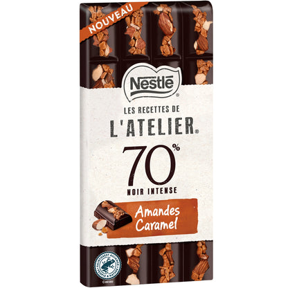 Tablette de Chocolat Noir Amandes Caramel NESTLE LES RECETTES DE L'ATELIER 