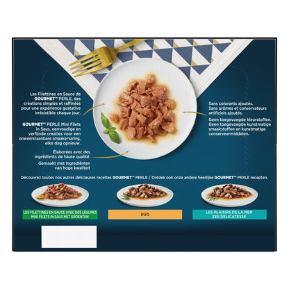 Pâtée pour Chat Adulte Filettines en Sauce Poulet Agneau Canard Saumon GOURMET