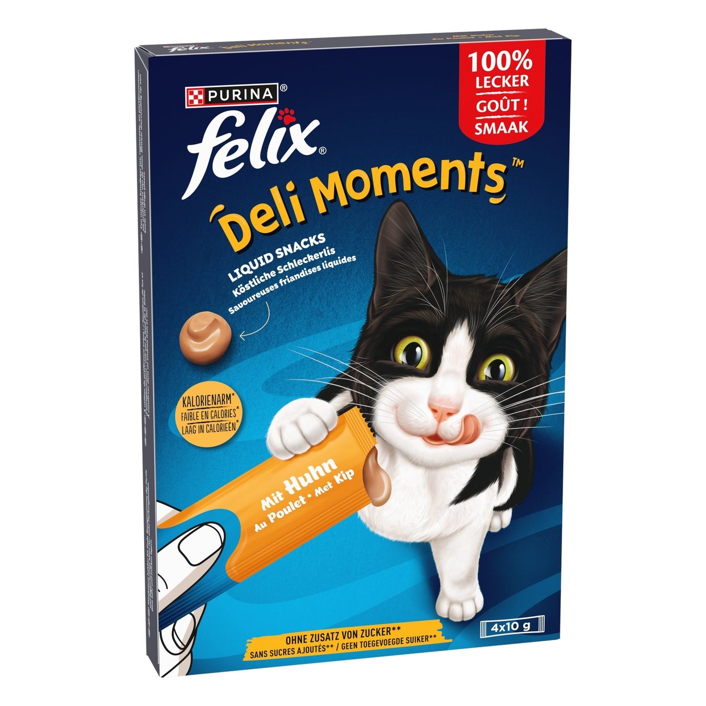 FELIX Flüssige Leckerlis für ausgewachsene Katzen mit Huhn