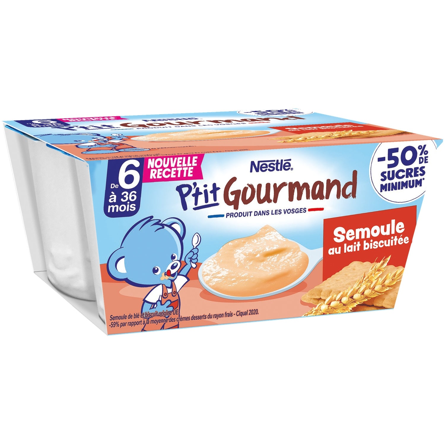 Dessert lacté bébé dès 6 mois Biscuit P'tit Gourmand NESTLE 