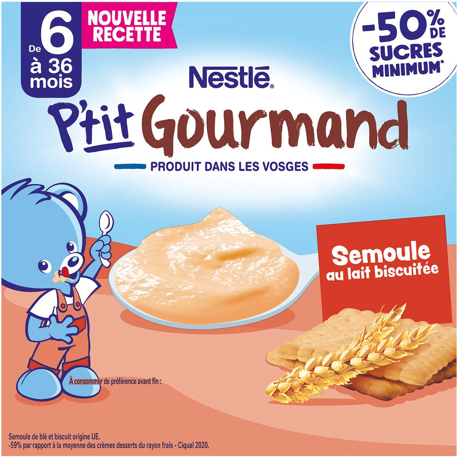Dessert lacté bébé dès 6 mois Biscuit P'tit Gourmand NESTLE 