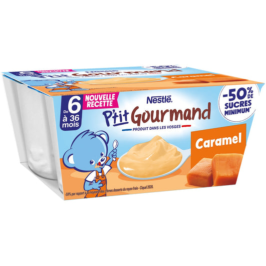 Dessert lacté bébé dès 6 mois Caramel P'tit Gourmand NESTLE 
