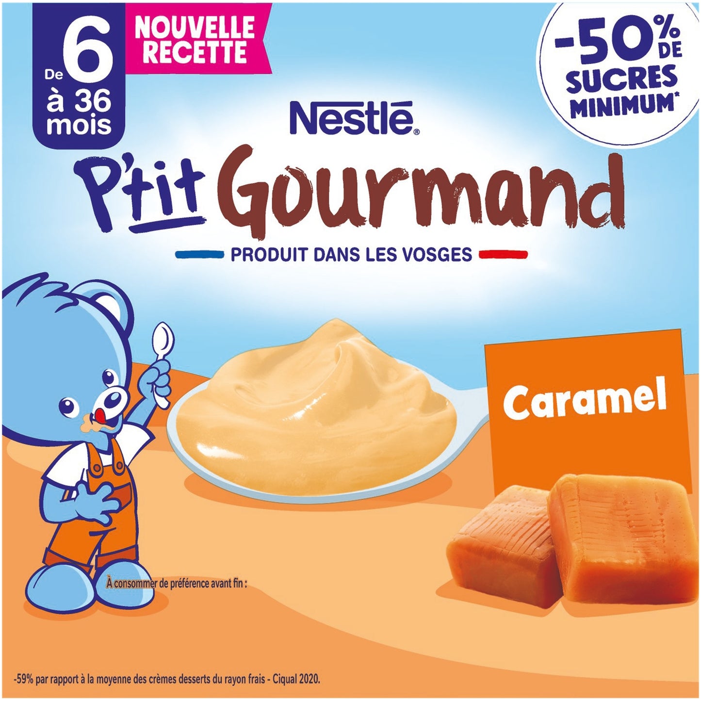Dessert lacté bébé dès 6 mois Caramel P'tit Gourmand NESTLE 