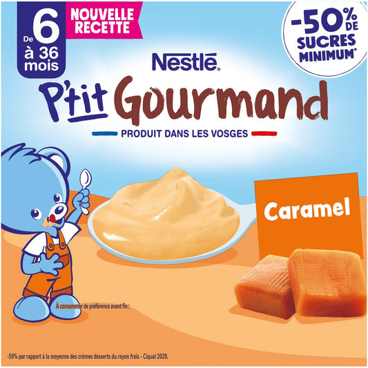 Dessert lacté bébé dès 6 mois Caramel P'tit Gourmand NESTLE 