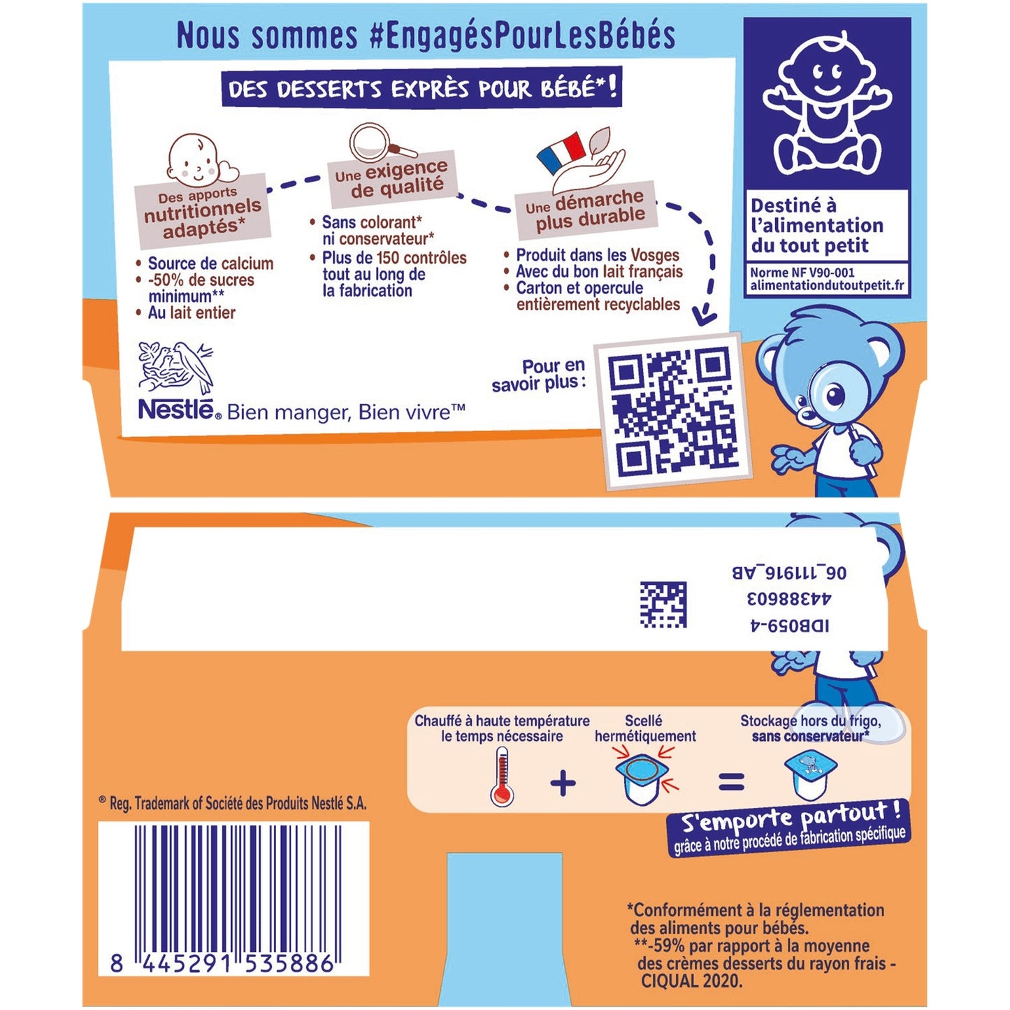 Dessert lacté bébé dès 6 mois Caramel P'tit Gourmand NESTLE 