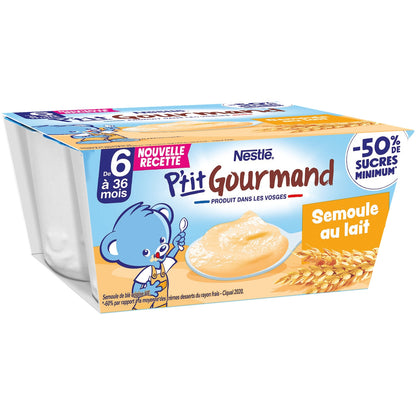 Dessert lacté bébé dès 6 mois Semoule P'tit Gourmand NESTLE 