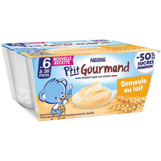 Dessert lacté bébé dès 6 mois Semoule P'tit Gourmand NESTLE 