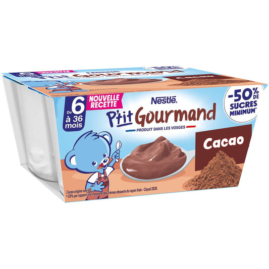 Dessert Bébé Cacao NESTLE les 4 pots de 100g