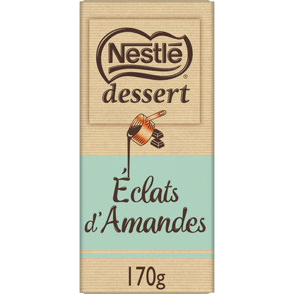 Tablette de chocolat lait éclats d'amandes NESTLE DESSERT 