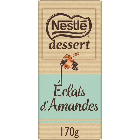Tablette de chocolat lait éclats d'amandes NESTLE DESSERT 