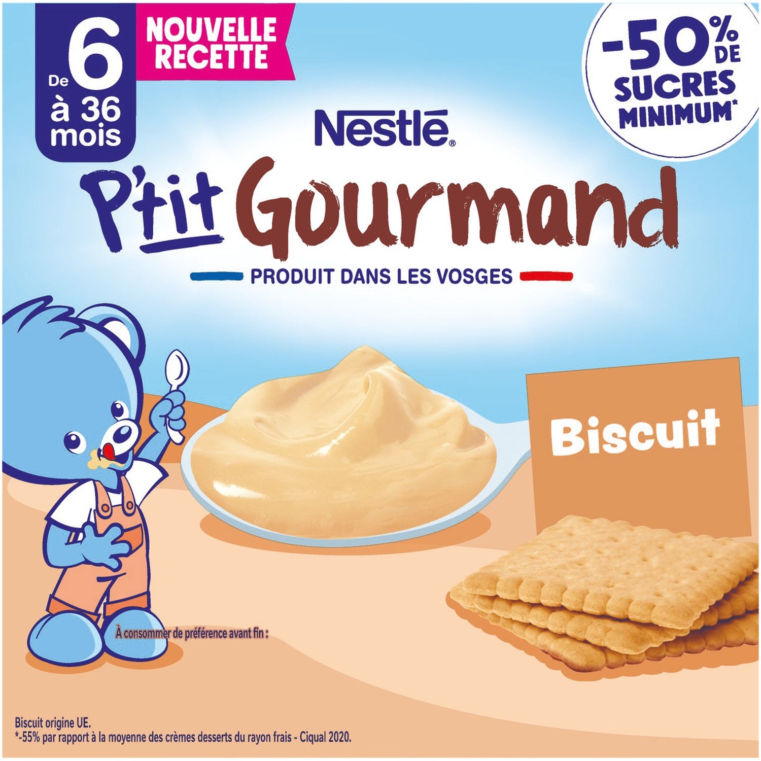 Dessert lacté bébé dès 6 mois Biscuit P'tit Gourmand NESTLE 